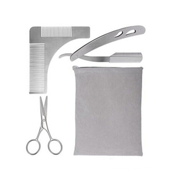 Kit de peine con forma de barba de metal de Amazon con tijeras y maquinilla de afeitar